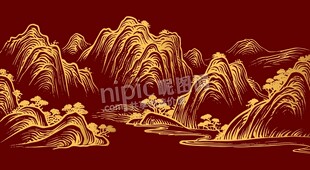 金色山峦山川背景