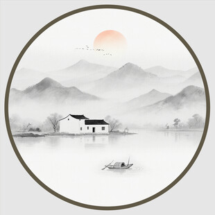 新中式水墨江南背景墙