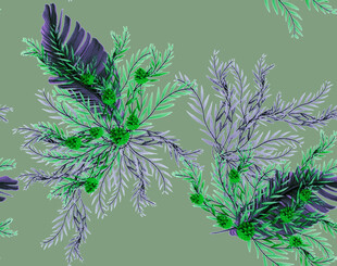 梦幻绿紫交织植物图案