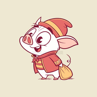 矢量可爱小猪猪八戒