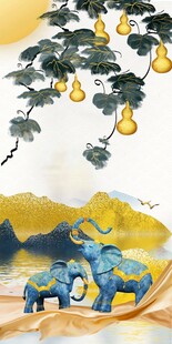五福临门玄关