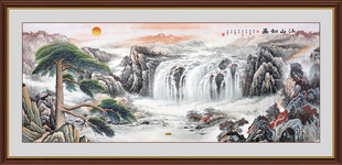 迎客松山水画