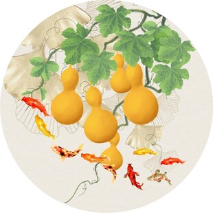 五福九鱼图
