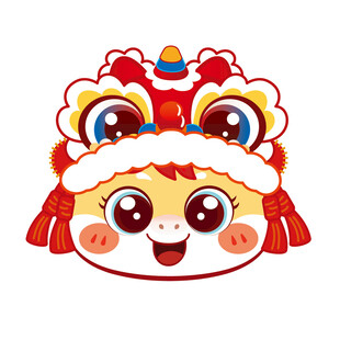 可爱卡通舞狮马头形象