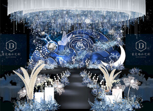梦幻星空蓝白色系婚礼场景
