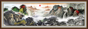 旭日东升山水画