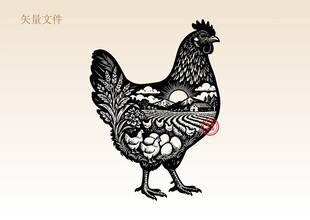 手绘鸡插画