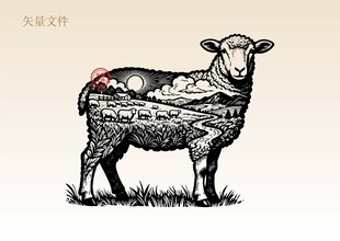 手绘羊插画