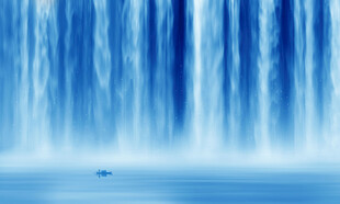 高山流水瀑布山水图