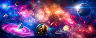 璀璨星空宇宙星球太空宇航员背景
