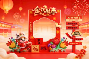 春节喜庆拍照框场景布置
