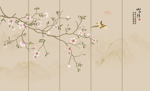 新中式花鸟画背景墙