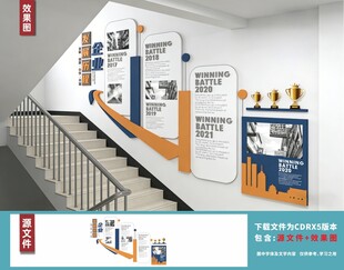 企业发展历程楼梯文化墙展示