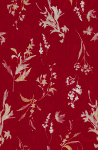 红色花卉图案布料