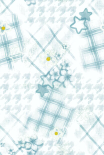 蓝白格子花卉图案背景