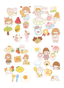可爱卡通人物美食贴纸