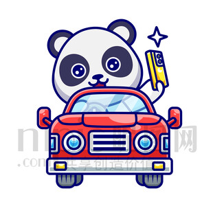 可爱卡通开汽车的大熊猫