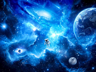 宇宙星空太空漩涡宇航员星球背景