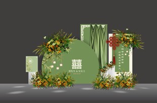 绿色系婚礼迎宾区布置