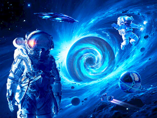 星空宇宙宇航员背景墙