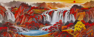 鸿运当头山水画