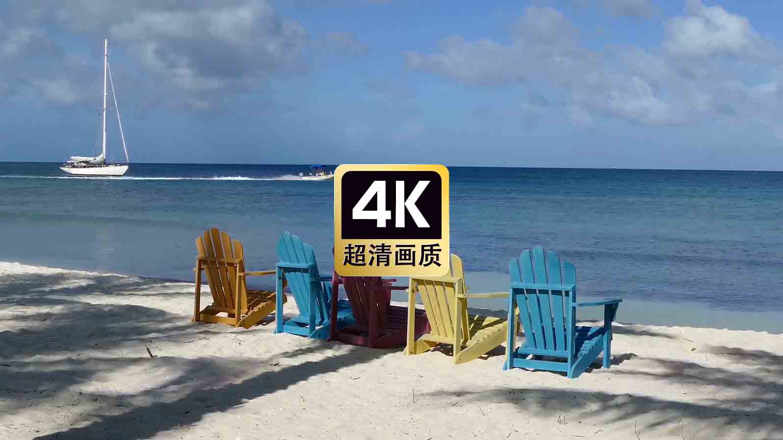 短视频素材游艇快速经过沙滩