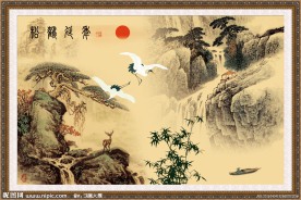 国画山水 中国山水画 松鹤延年
