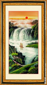 聚宝盆风景画 国画