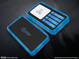 黑色蓝色创意名片模板