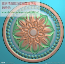 圆形洋花精雕图