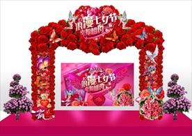 浪漫七夕玫瑰花造型门头背景