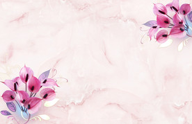 紫色百合 3D壁画 源分层