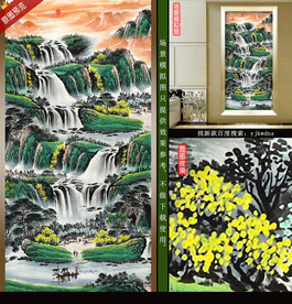 五福临门水墨画