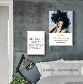 北欧美女英文创意组合装饰画