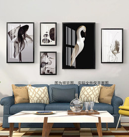 黑白美女北欧组合装饰画背景墙