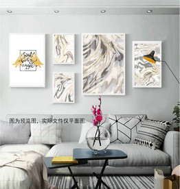 抽象北欧客厅沙发组合装饰画