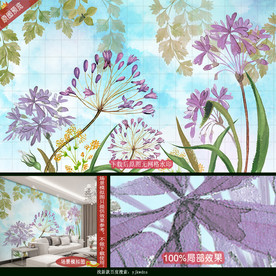 大型手绘花卉壁纸壁画
