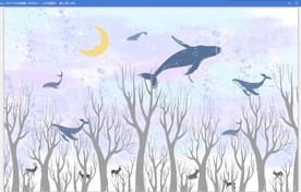 唯美天空鲸鱼手绘壁画背景墙