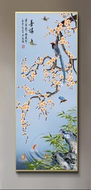 原创玄关梅花竹子喜鹊喜梅装饰画