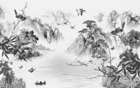 高清山水中国风画 TIF分层
