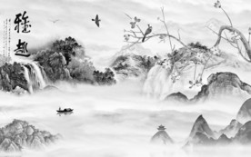 中国风背景山水画 TIF分层