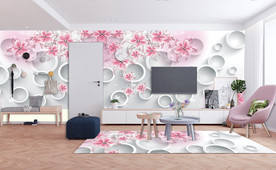 现代简约3D花朵立体电视背景墙