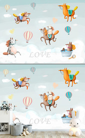 小飞马卡通儿童房壁画