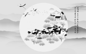 灰色高档山水画 tif分层