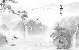 新中式意境抽象水墨山水背景