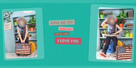 儿童写真模板  绿色背景