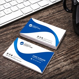 蓝色简约线条名片