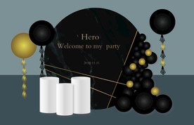 黑金色主题签到迎宾合影舞台背景