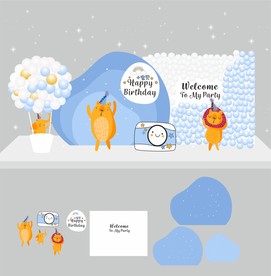 森系动物主题签到迎宾舞台背景