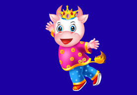 卡通牛牛年大吉牛年门画牛年门贴